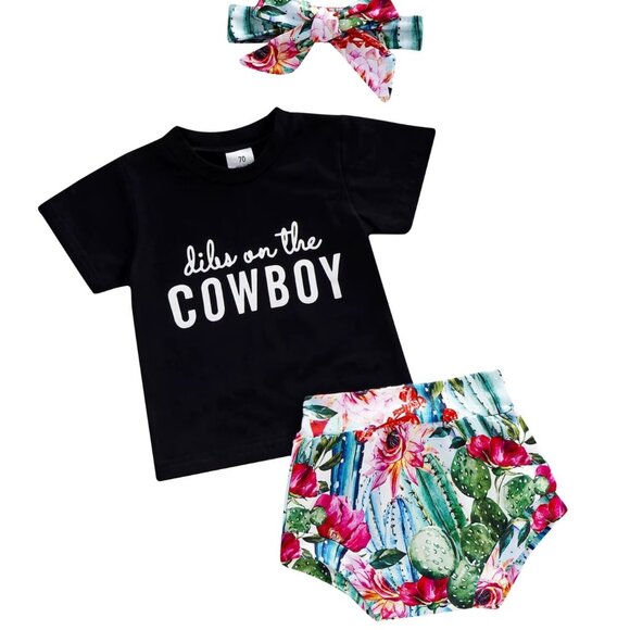 Girl's Dibs on the Cowboy Bummie Outfit - Picture 1 of 4